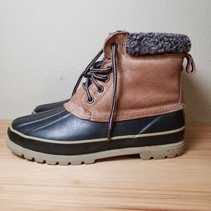 Cherokee‎ Women's 9 Insulated Duck Boots Brown Black Leather Rubber Waterproof